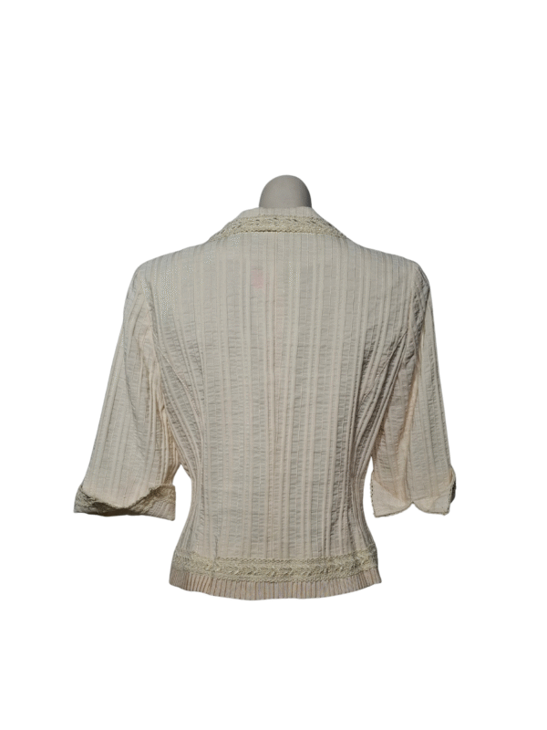 Vintažinis kreminės spalvos dryžuotas švarkas, M