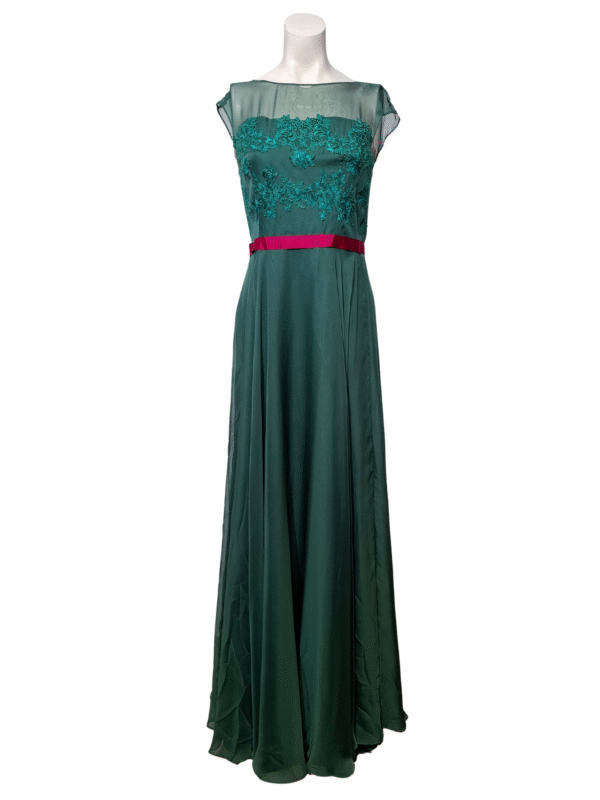 Proginė vienetinė INGRID INŽI smaragdo žalios maxi suknelė, S