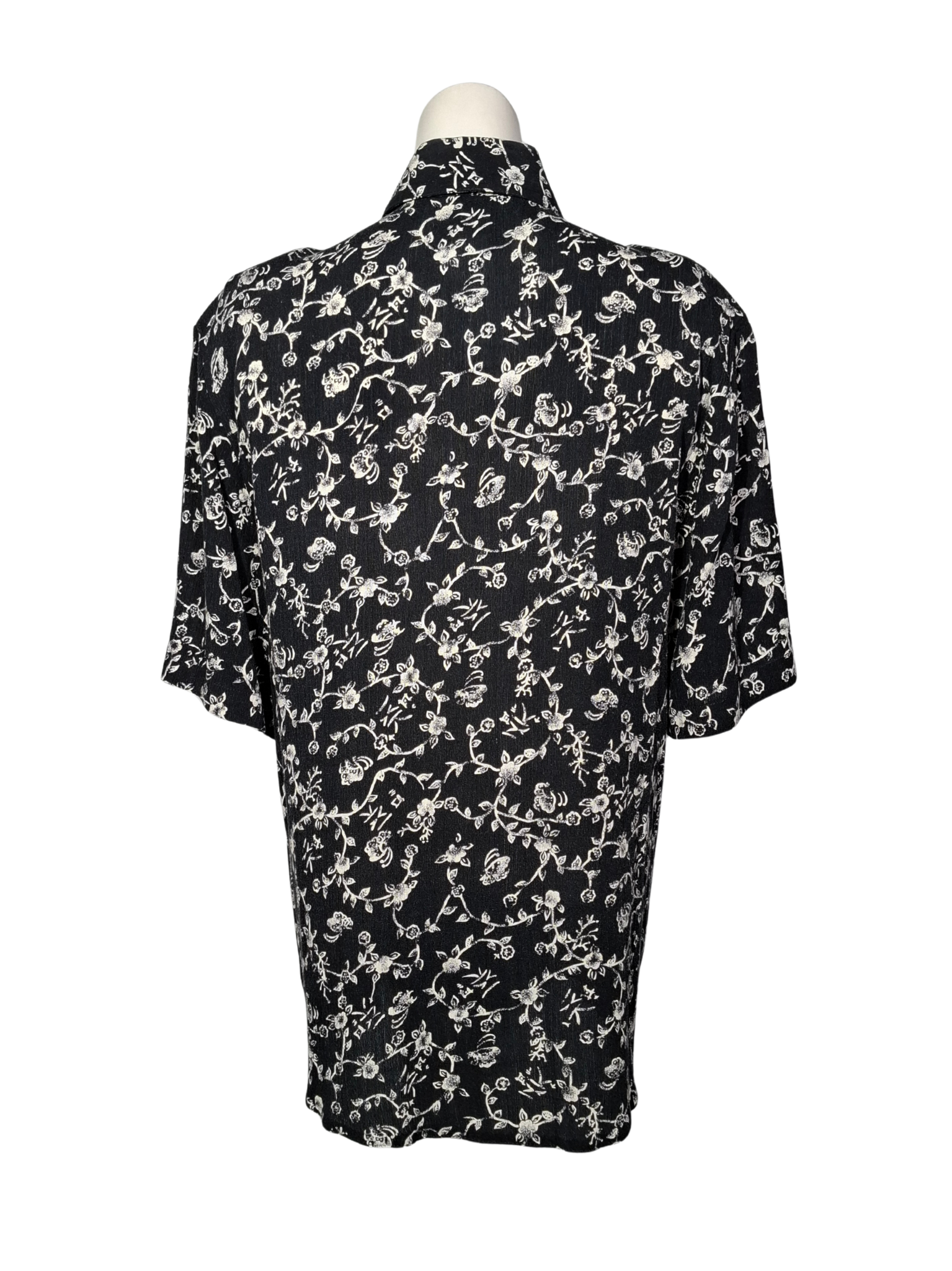 Juoda gėlėta vintažinė ROŽĖ palaidinė, L/XL