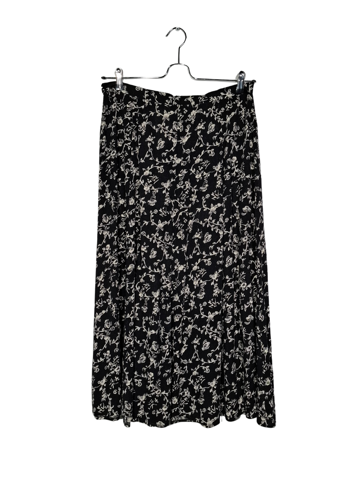 Gėlėtas juodas vintažinis ROŽĖ sijonas, L