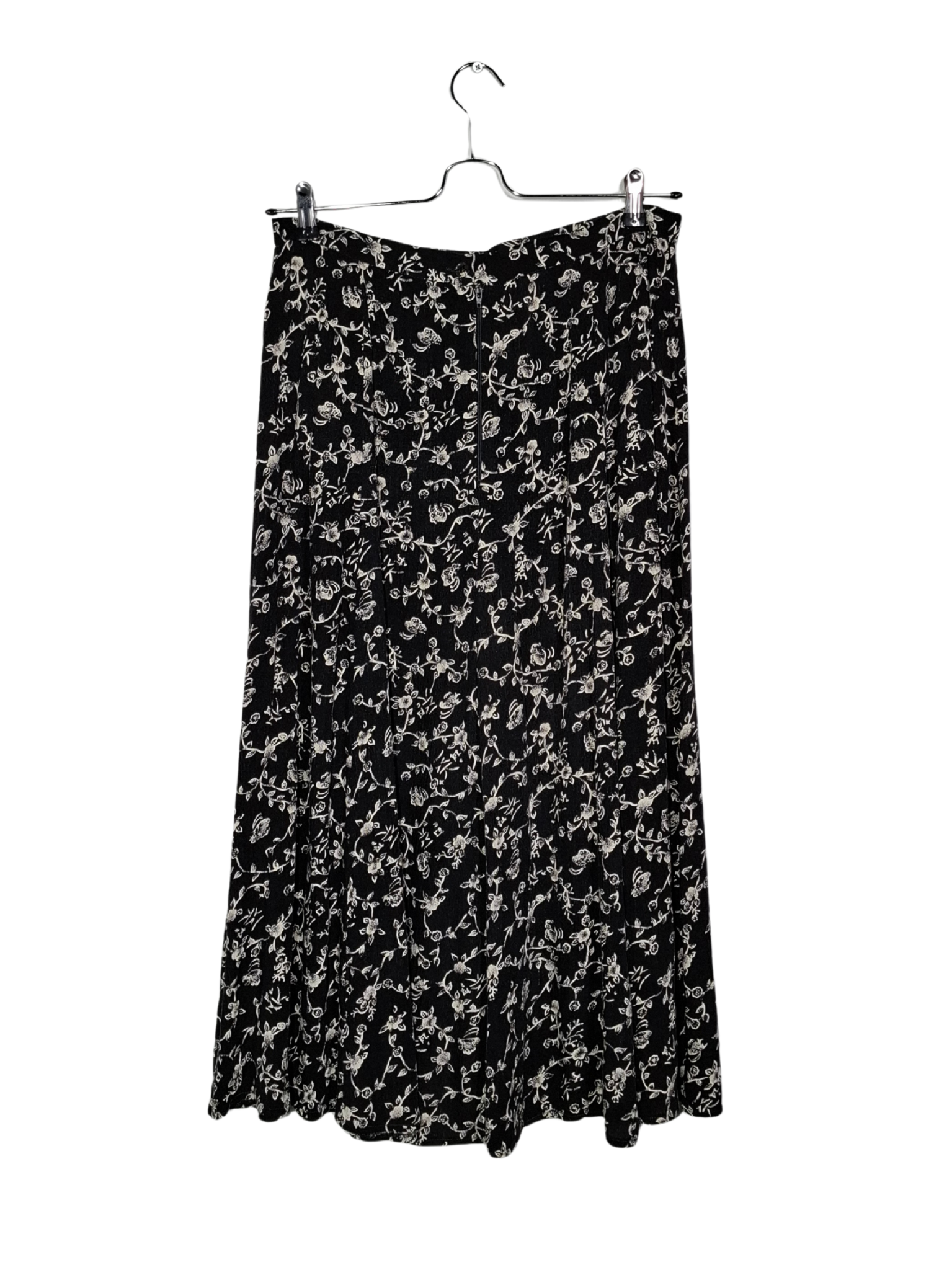 Gėlėtas juodas vintažinis ROŽĖ sijonas, L