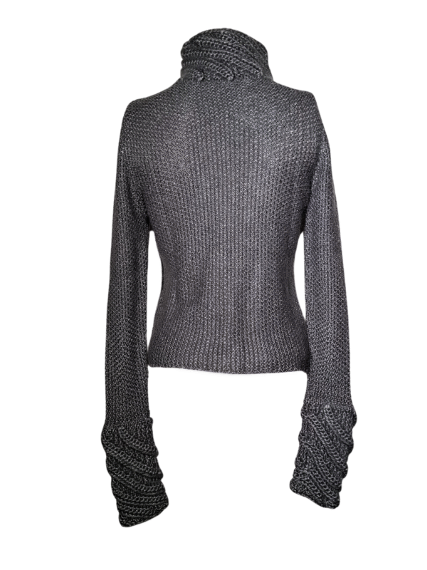 Pilkas šilkinis ir moheros vilnos megztinis, S