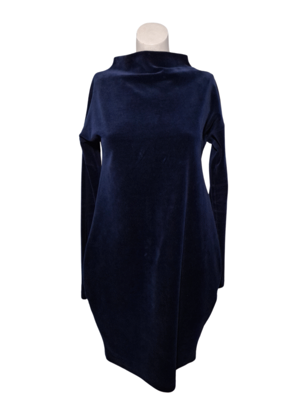 Tamsiai mėlyna veliūrinė suknelė, XS