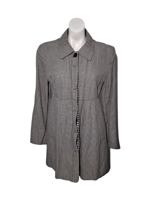 Kreminės spalvos raštuotas paltas, L