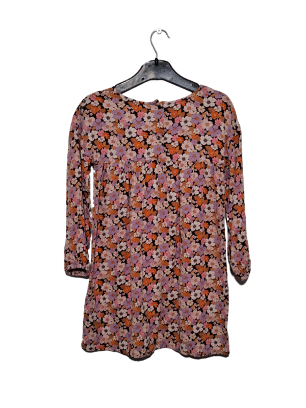 Rožinė gėlėta vaikiška suknelė, 122 cm