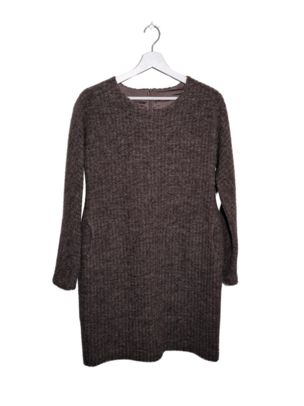 Ruda vilnonė suknelė su kišenėmis, L