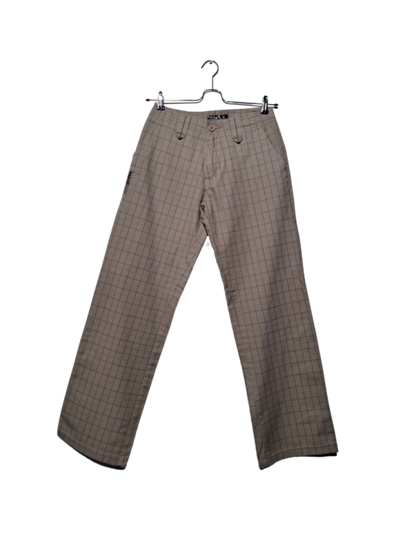 Smėlio spalvos languotos kelnės, L