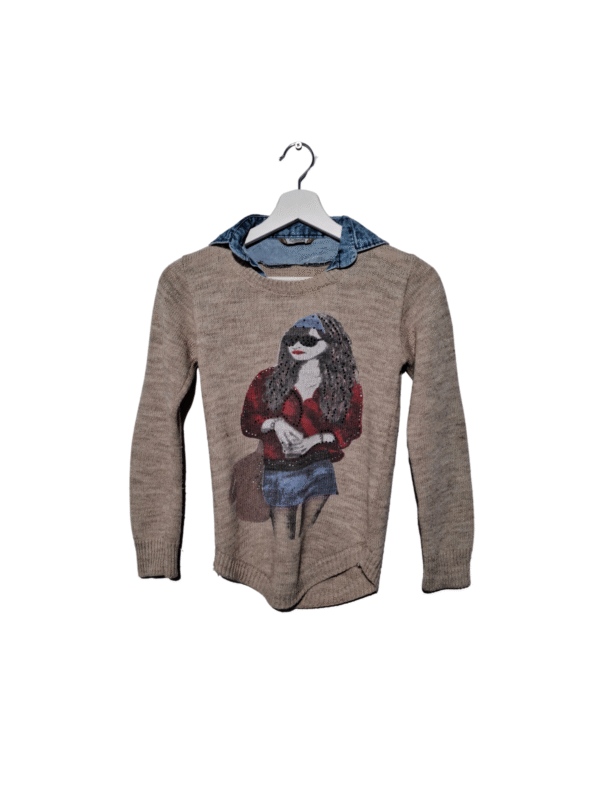 Smėlio spalvos vaikiškas megztinis, 134-140 cm