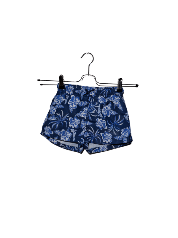 Mėlyni gėlėti vaikiški plaukimo šortai, 120 cm