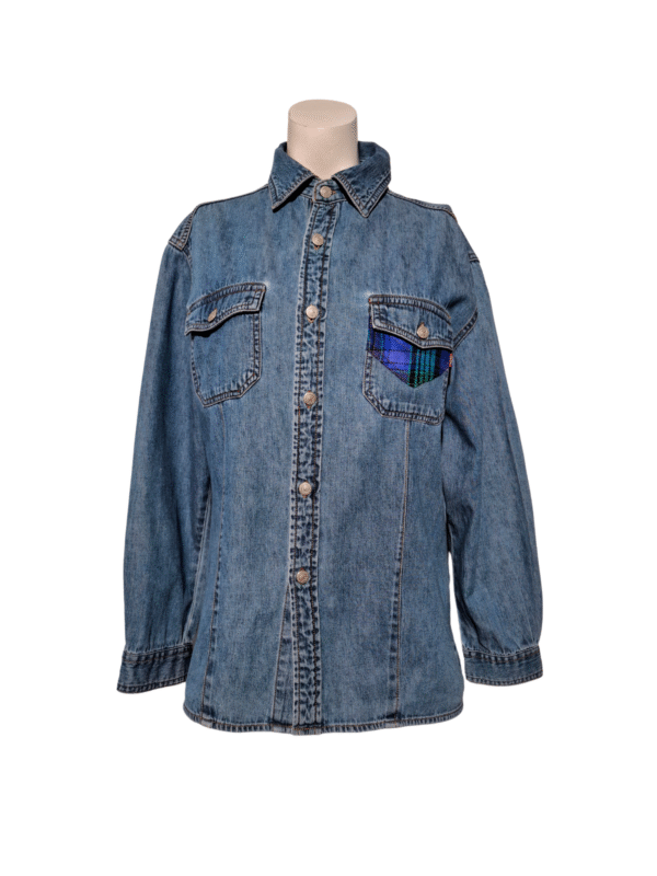 Upcycled by LOOPTEX mėlyni džinsiniai marškiniai, L