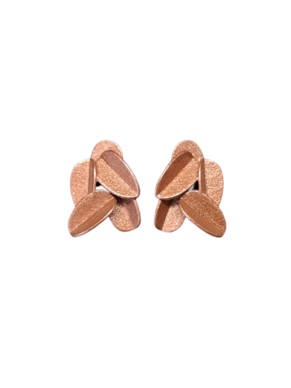 Blizgūs rožiniai LEAVES METALLIC auskarai