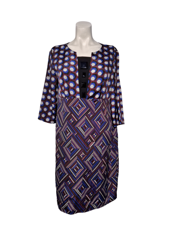 Įvairiaspalvė raštuota suknelė, XL