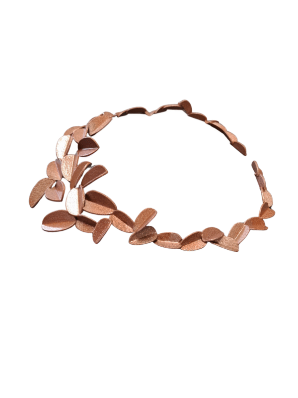 Rožinis blizgus LEAVES METALLIC vėrinys