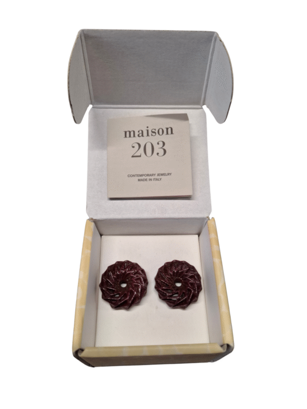 Blizgūs bordo VERTIGO auskarai