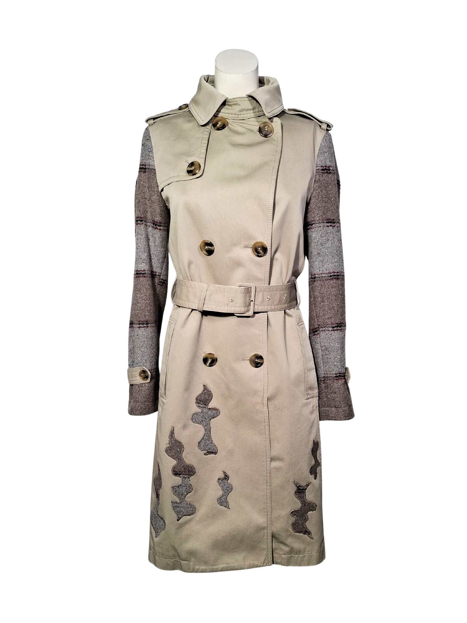 Upcycled by LOOPTEX smėlio spalvos lietpaltis, XS