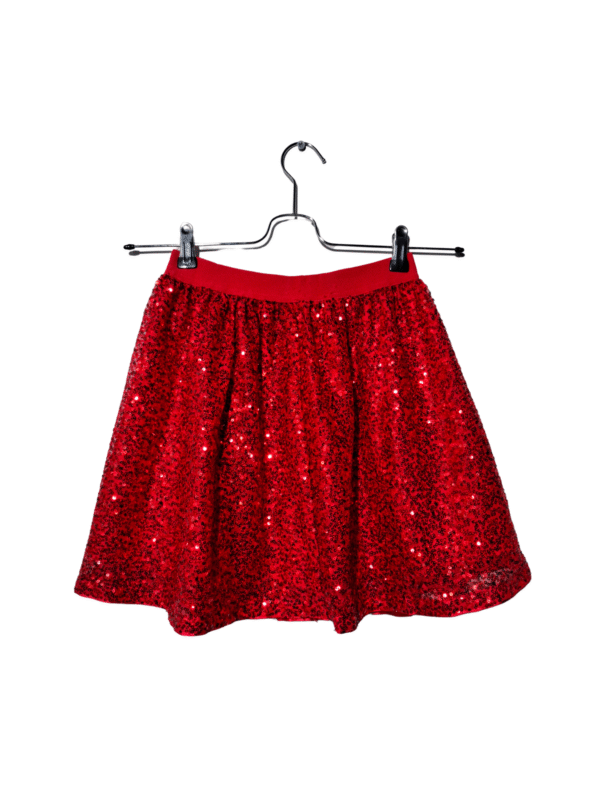 Raudonas blizgus LINDEX vaikiškas sijonas, 146/152 cm