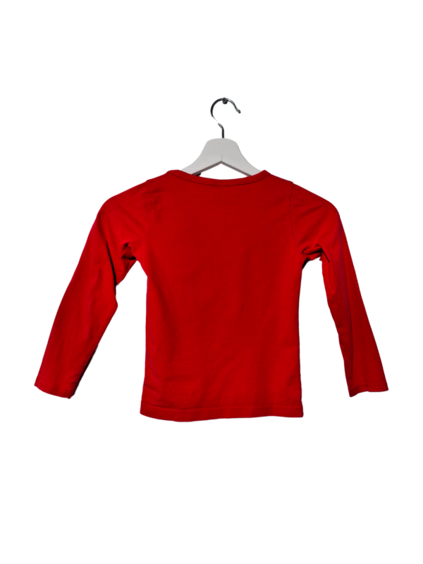 Raudoni raštuoti vaikiški marškinėliai, 4/6 m.