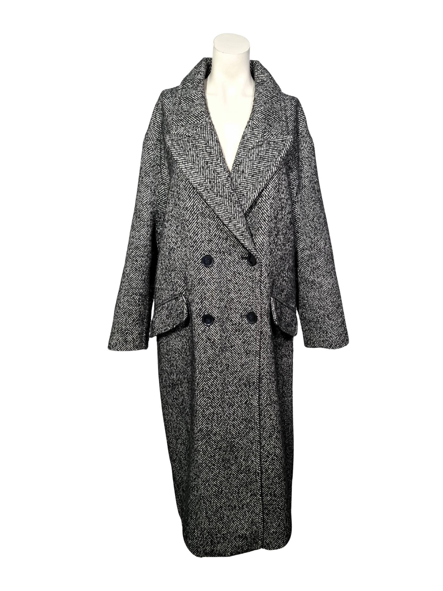 Pilkas raštuotas BERSHKA paltas, L