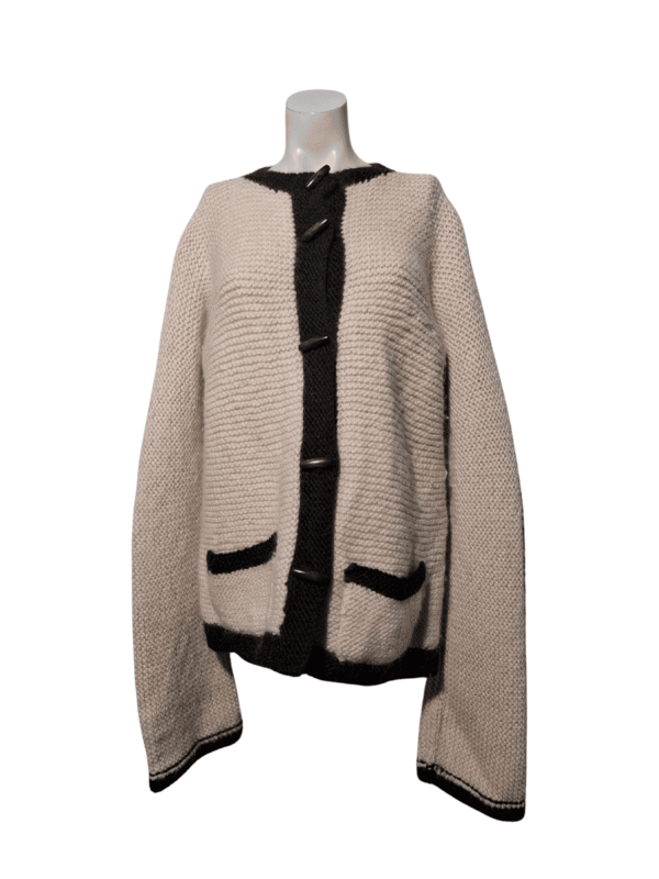 Kreminės spalvos vilnonis megztinis, XL