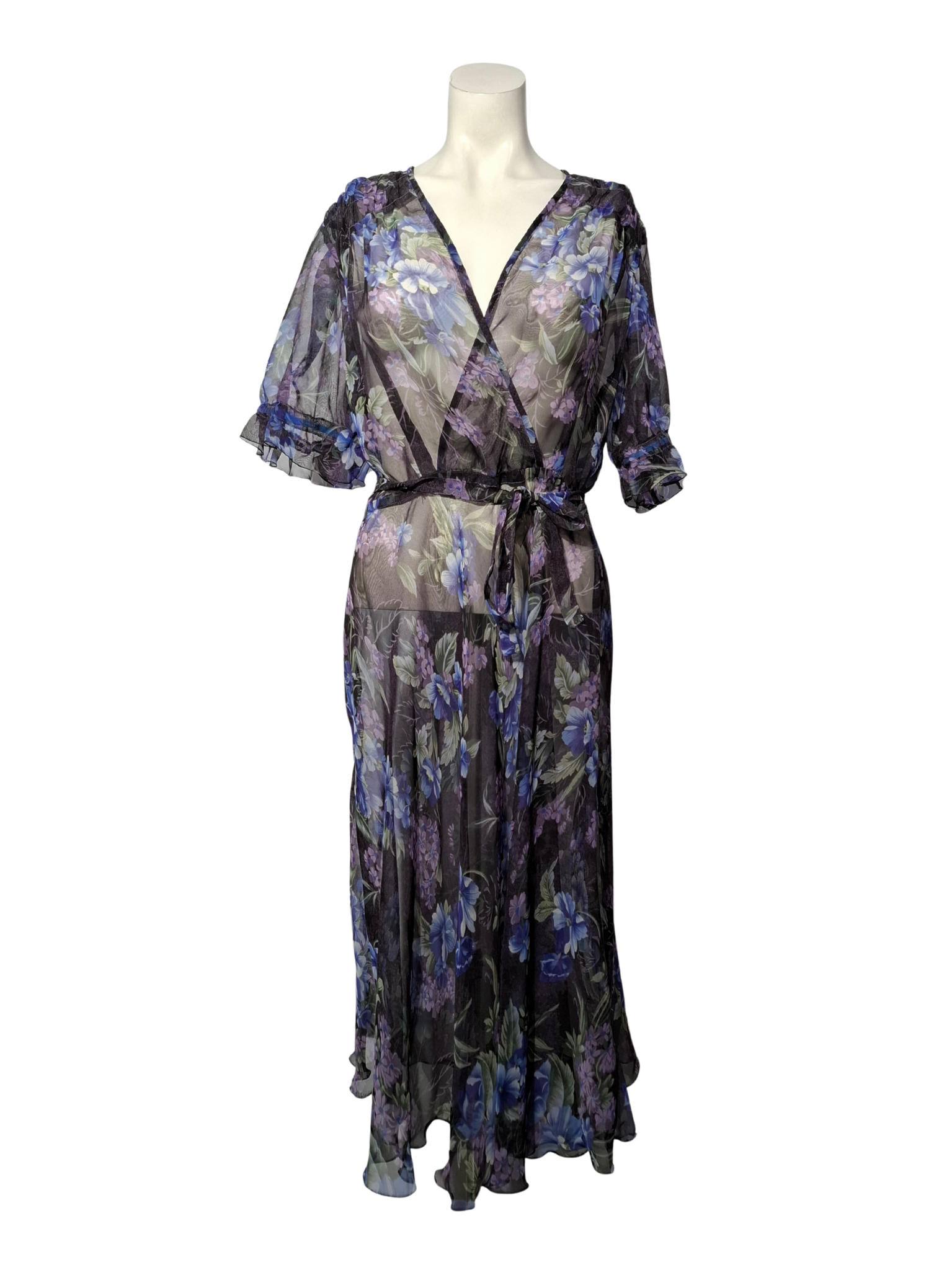 Violetinė gėlėta suknelė, L