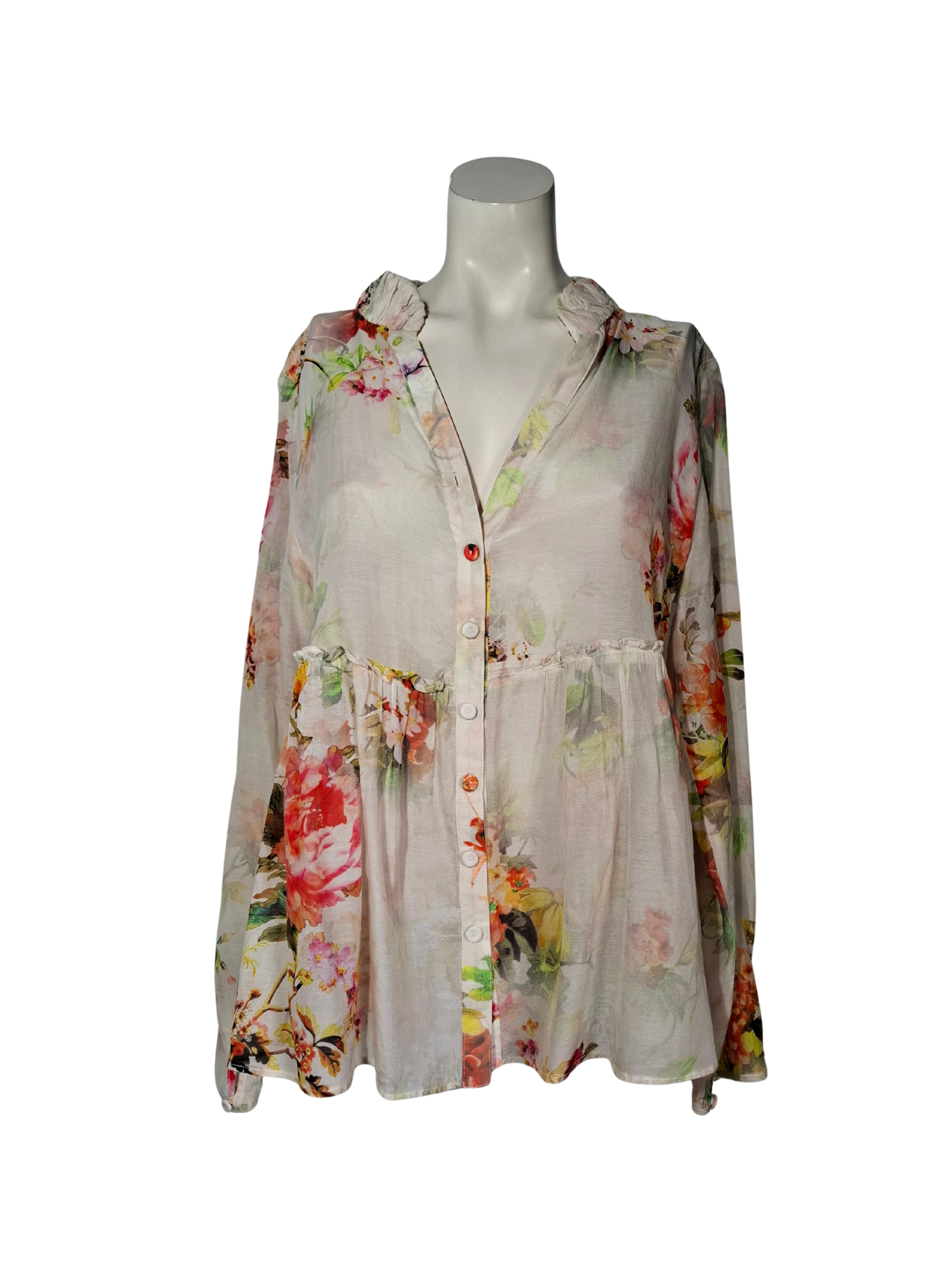 Įvairiaspalvė gėlėta palaidinė, L