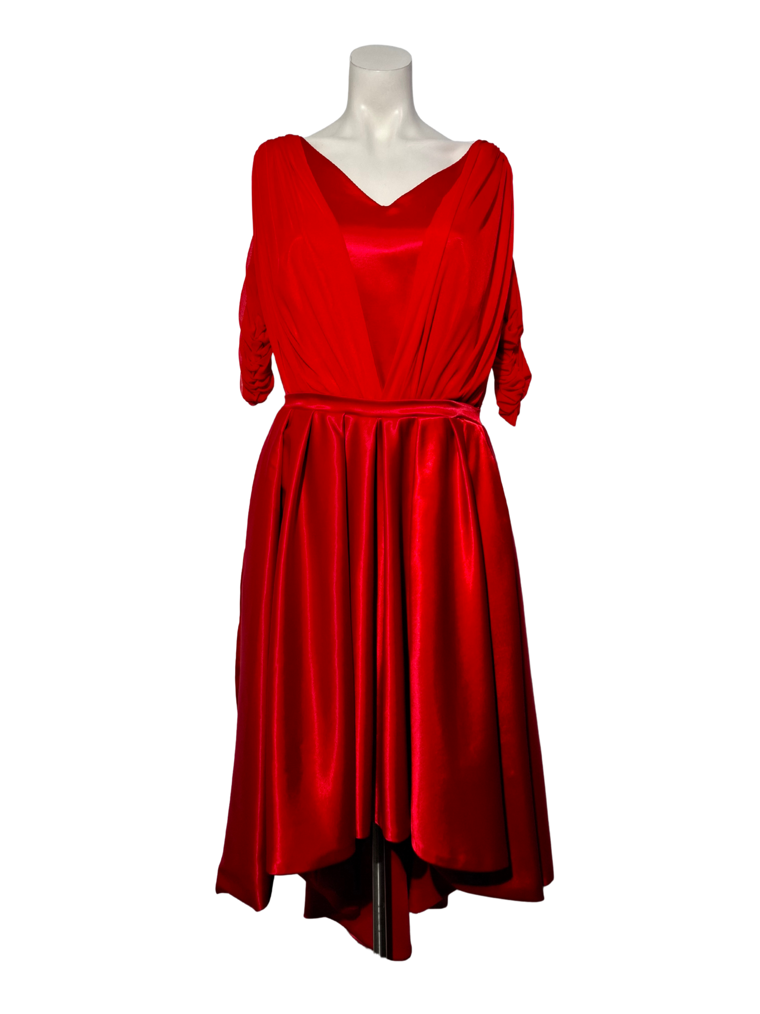 Proginė ROTARU PERLIUKAI raudona midi suknelė, L