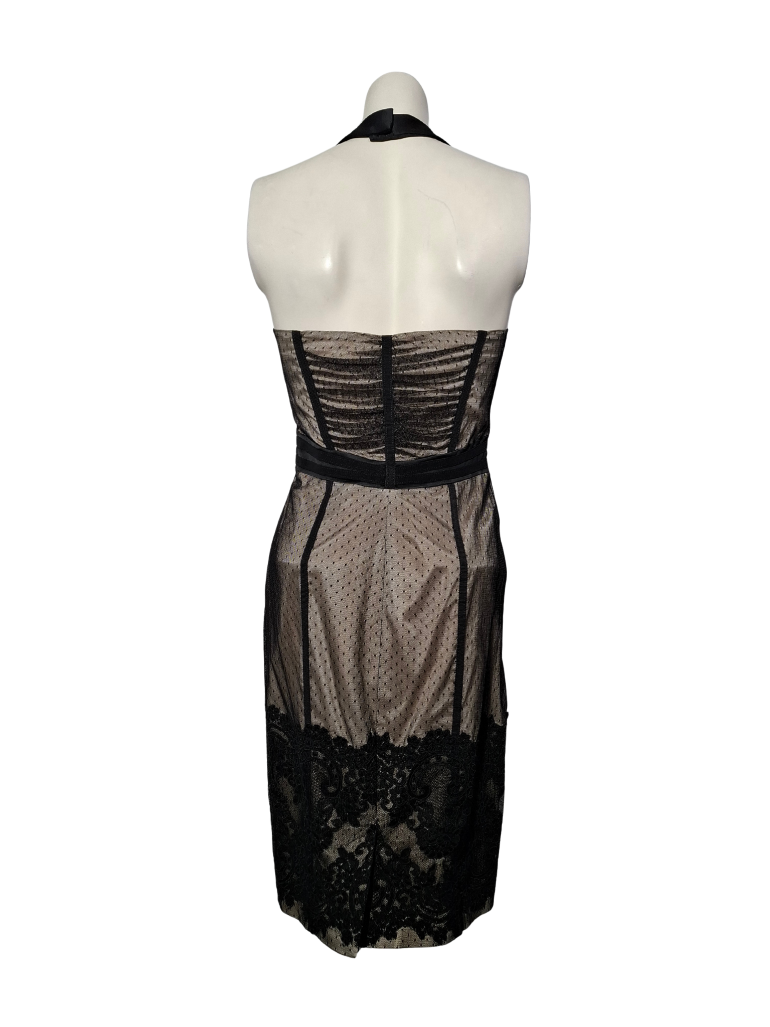 Kreminės ir juodos spalvos gipiūrinė suknelė, M