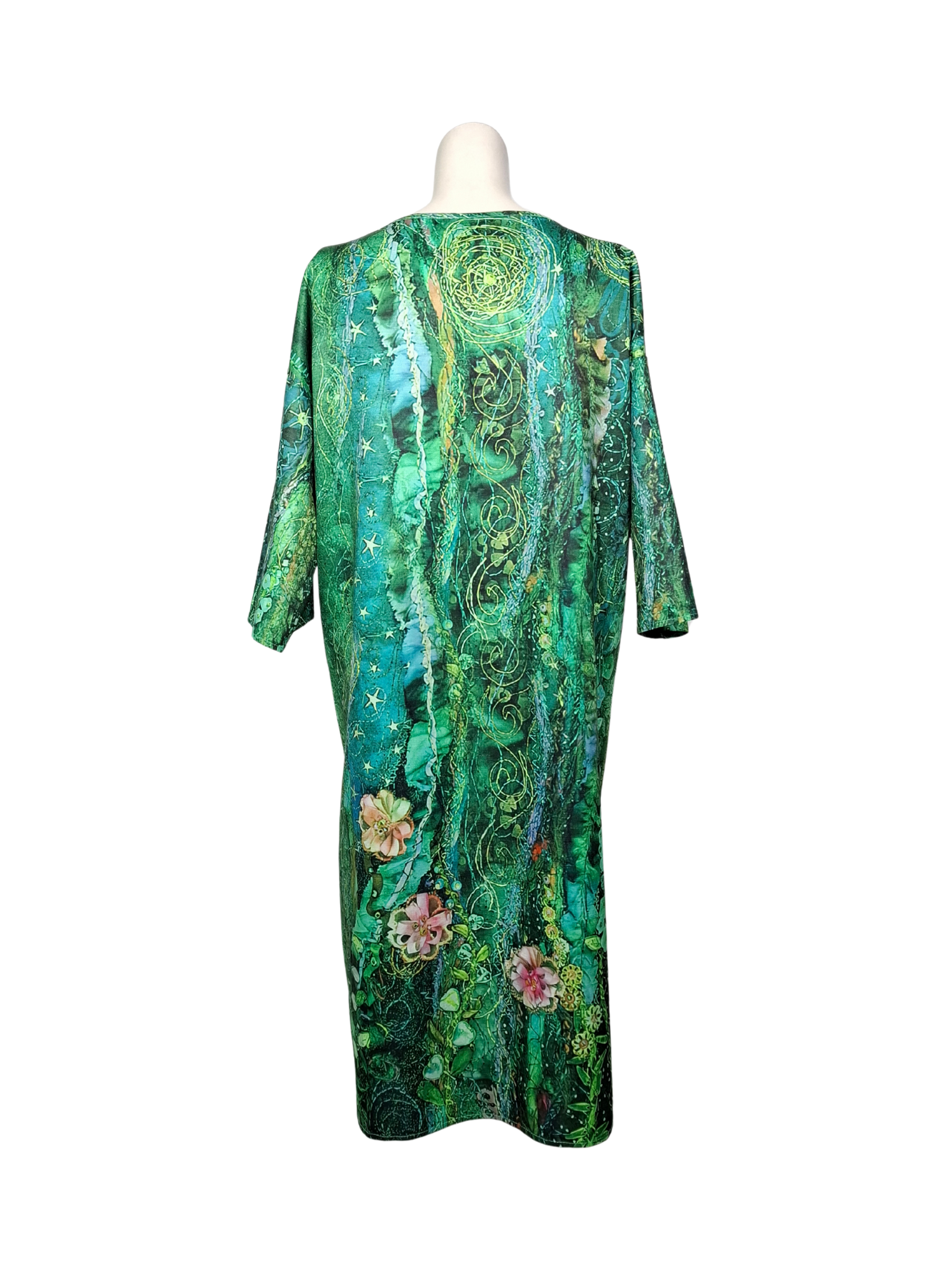 Žalia raštuota suknelė, XXL