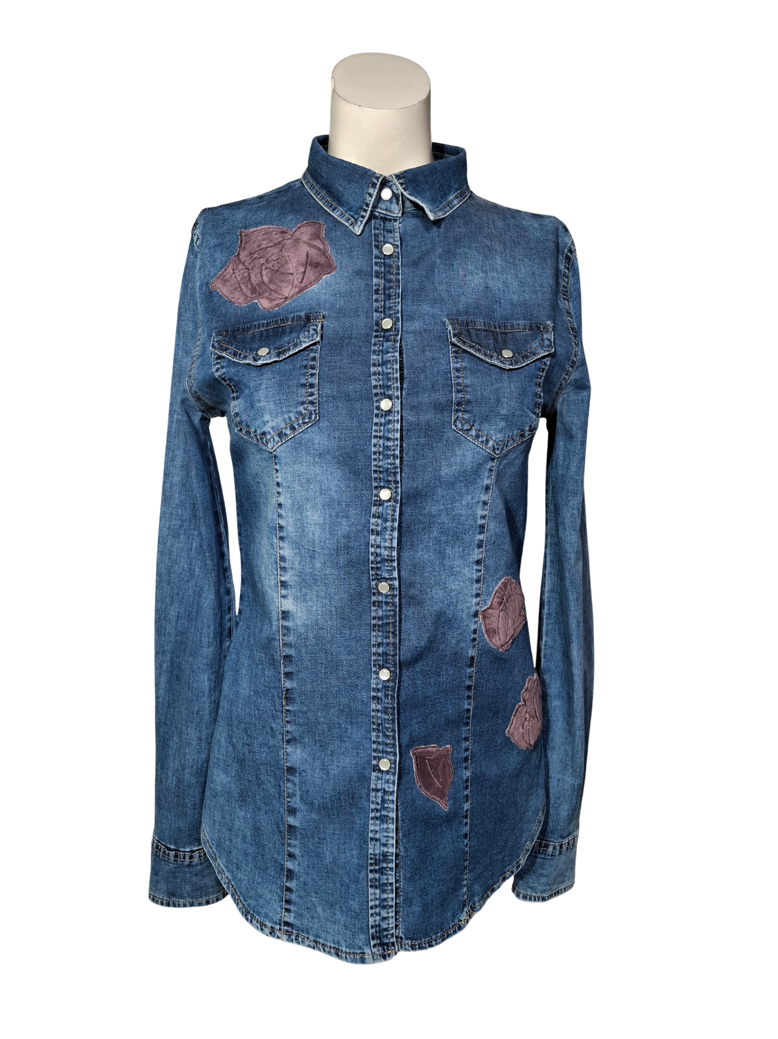 Upcycled by LOOPTEX mėlyni džinsiniai marškiniai, S