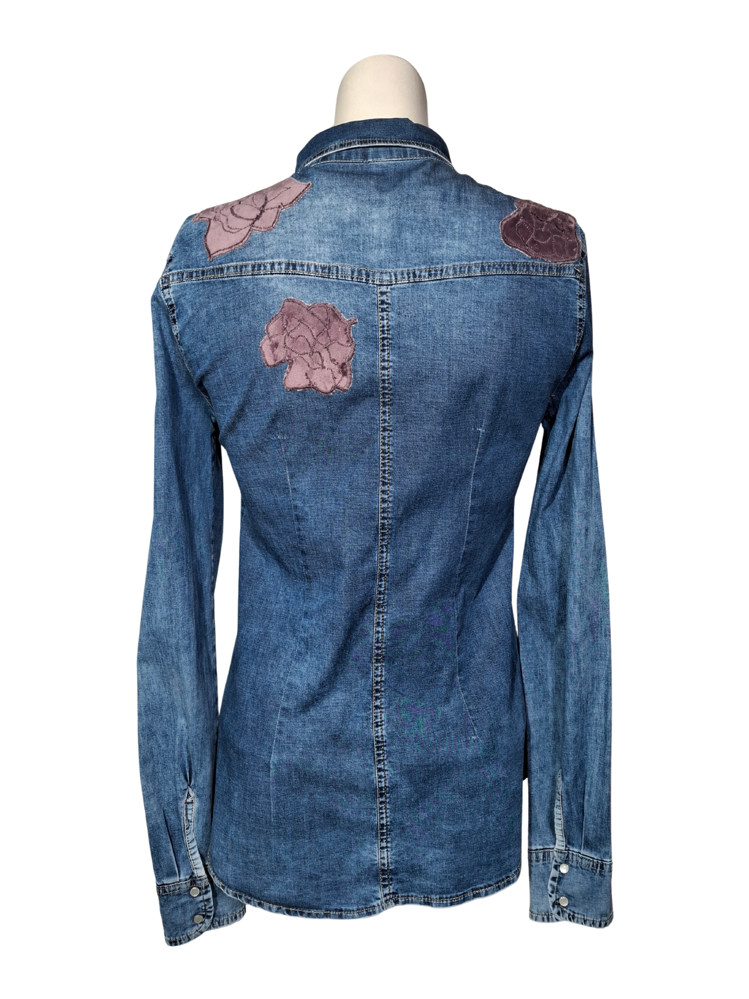 Upcycled by LOOPTEX mėlyni džinsiniai marškiniai, S