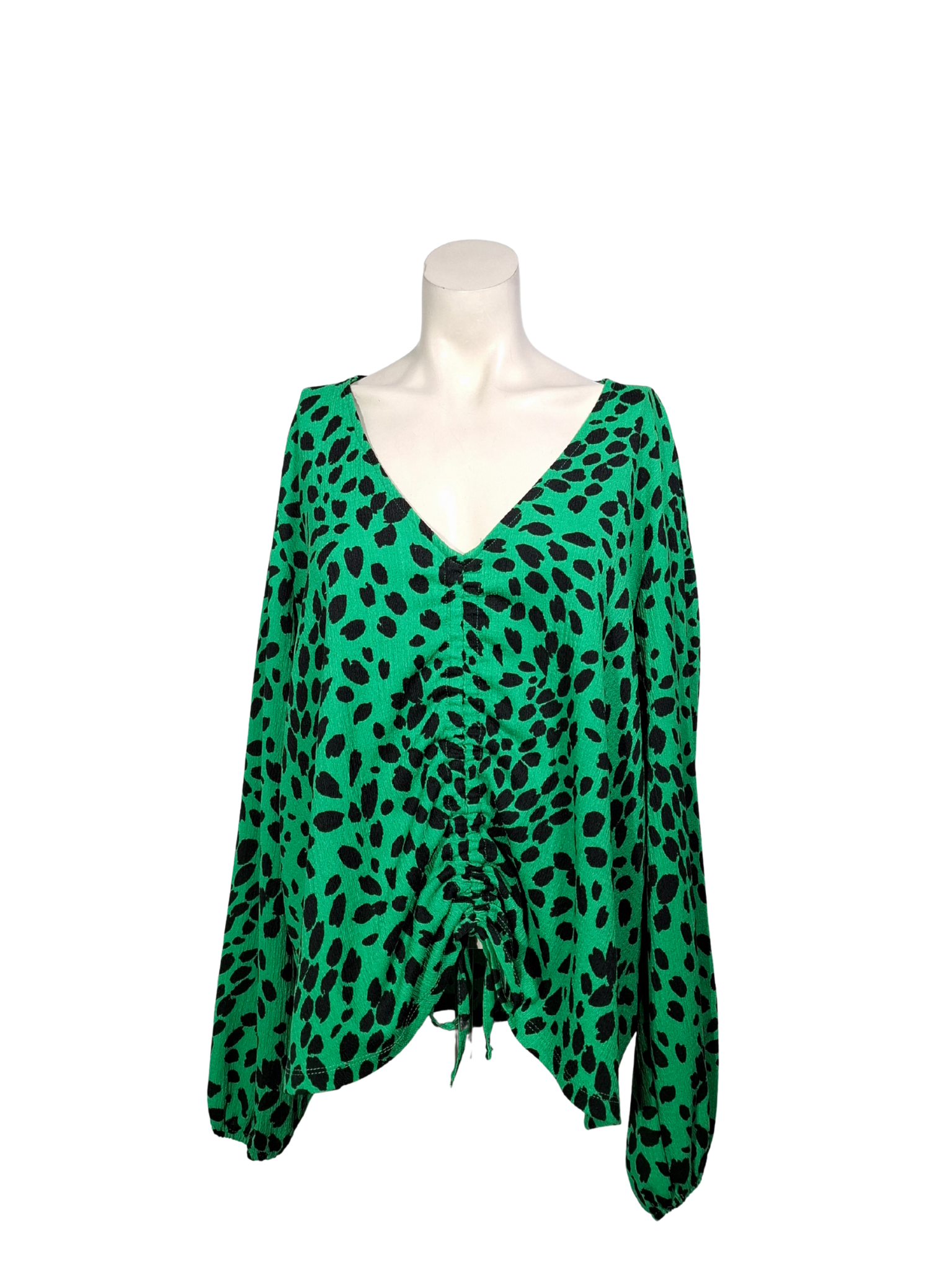 Žalia raštuota palaidinė, 4XL