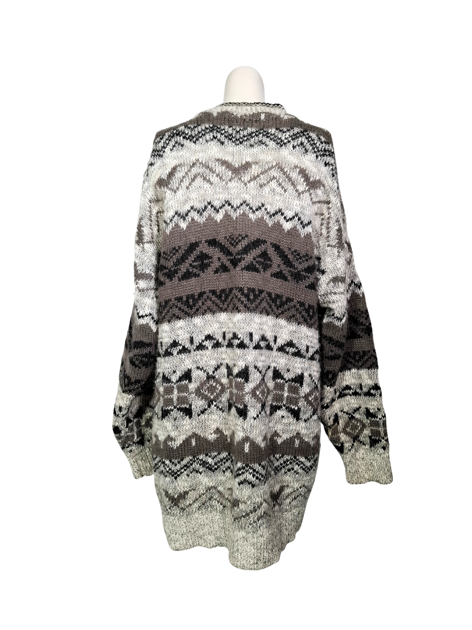 Pilkas raštuotas megztinis, XL