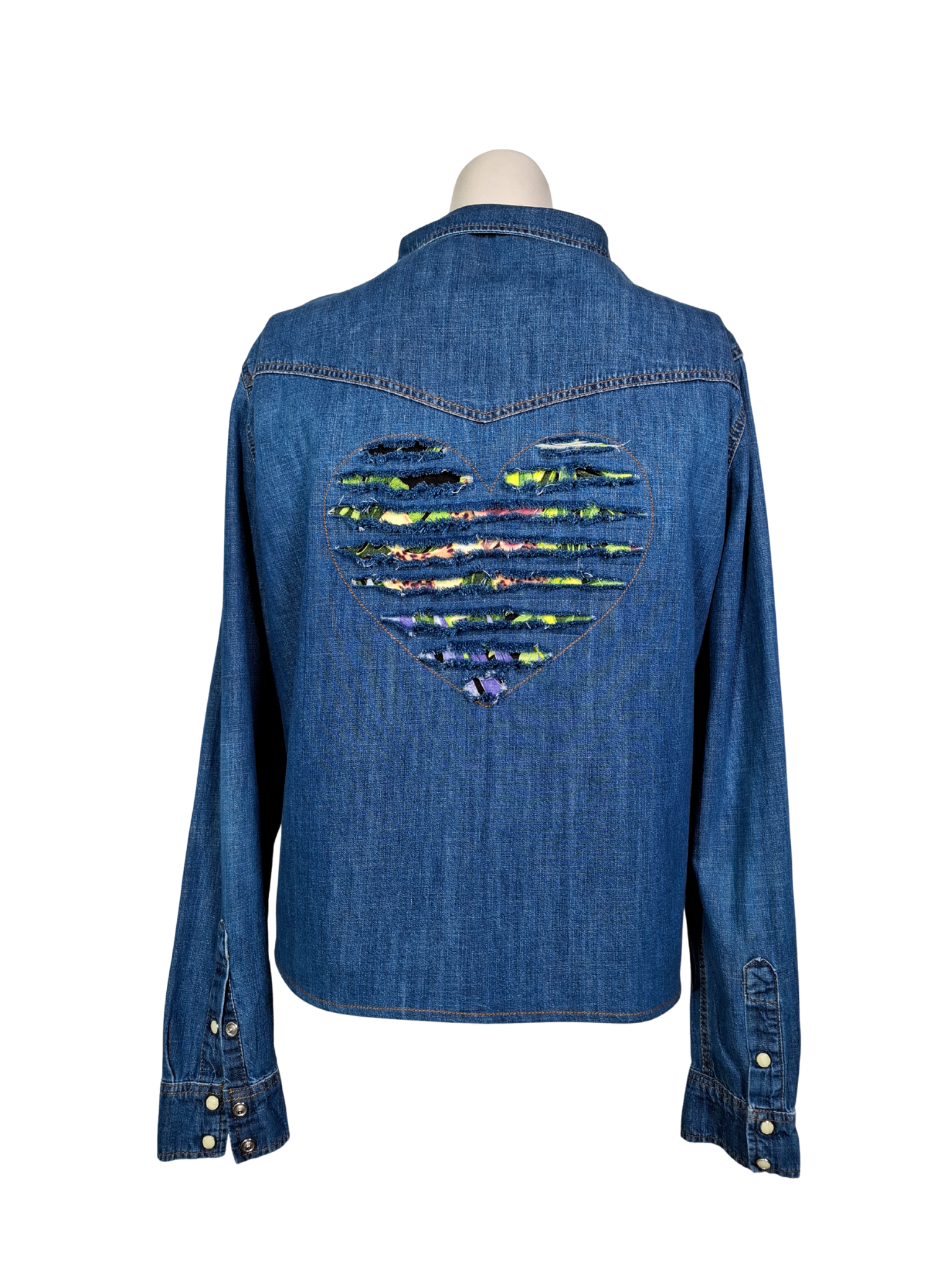 Upcycled by LOOPTEX mėlyni džinsiniai marškiniai, S