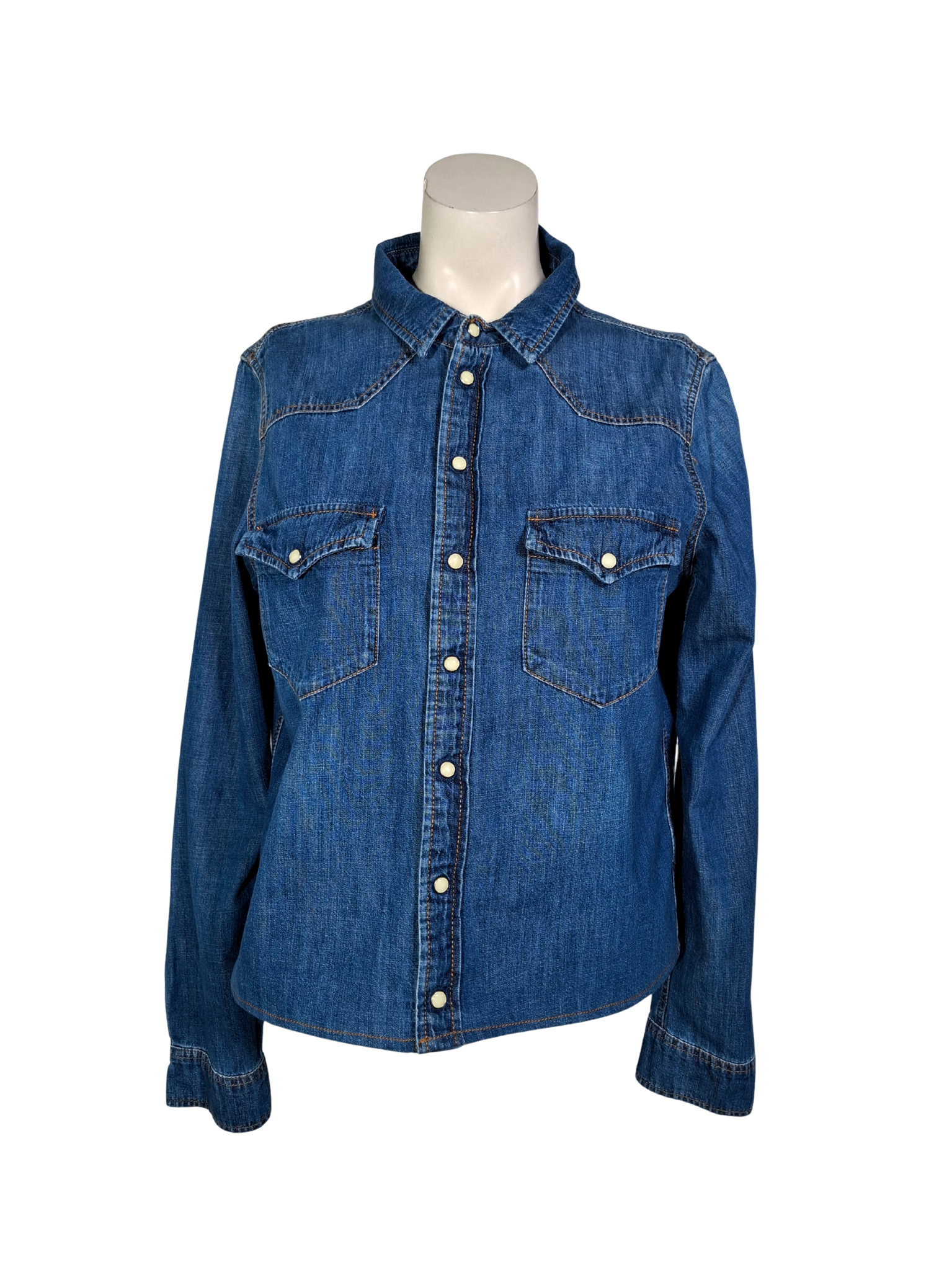 Upcycled by LOOPTEX mėlyni džinsiniai marškiniai, S