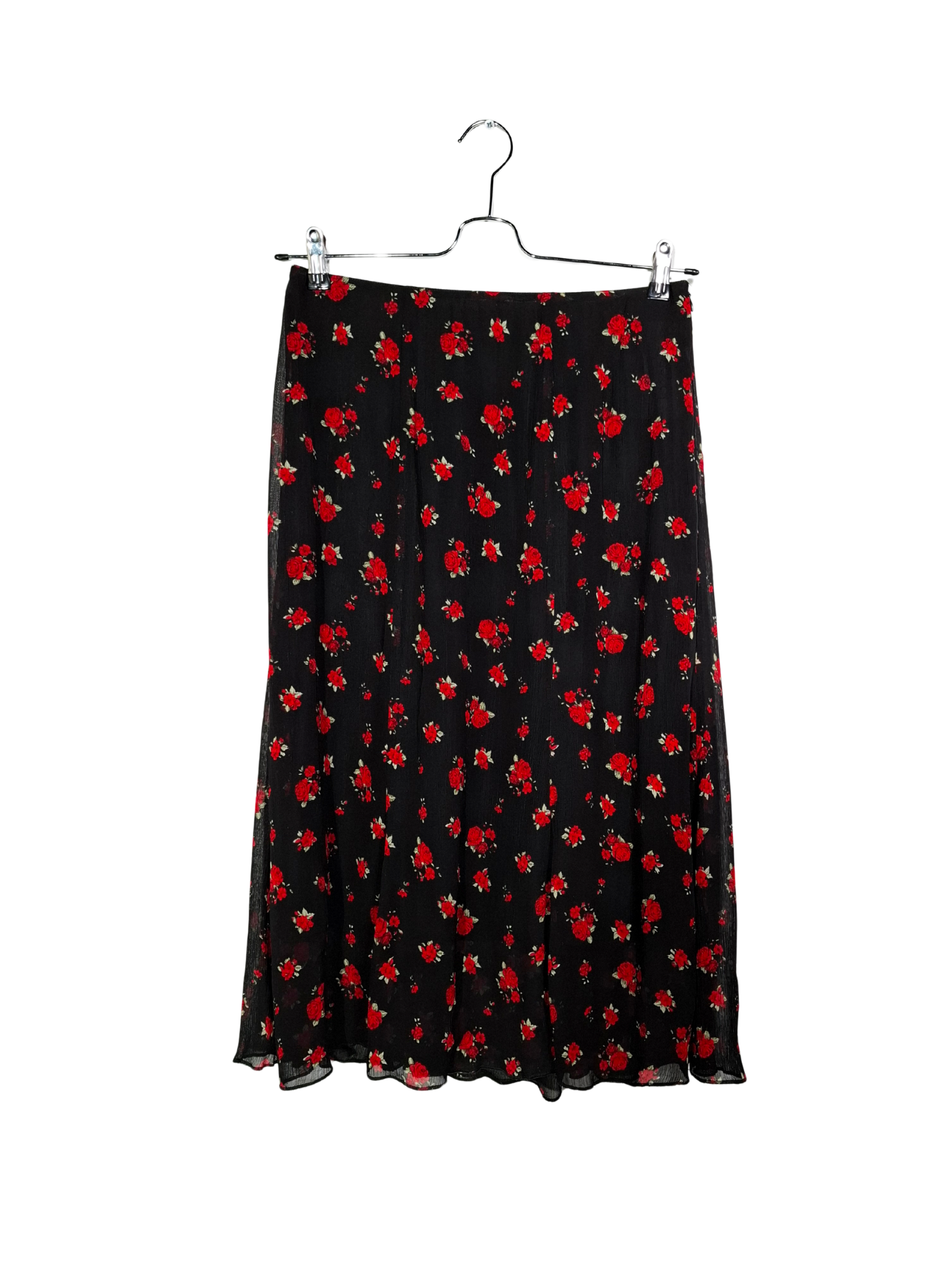 Juodas gėlėtas ELVA sijonas, M