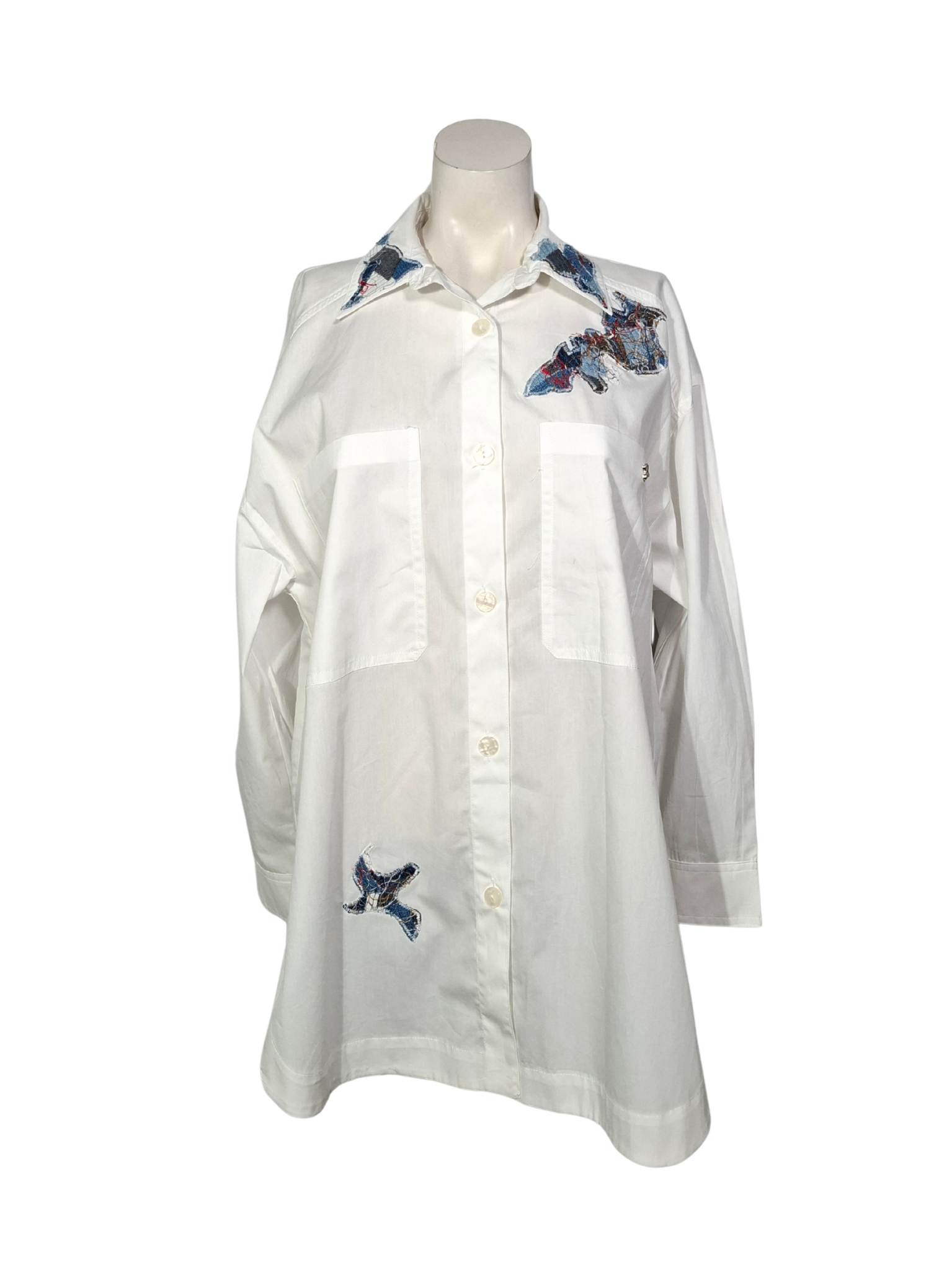 Upcycled by LOOPTEX balti marškiniai, M/L