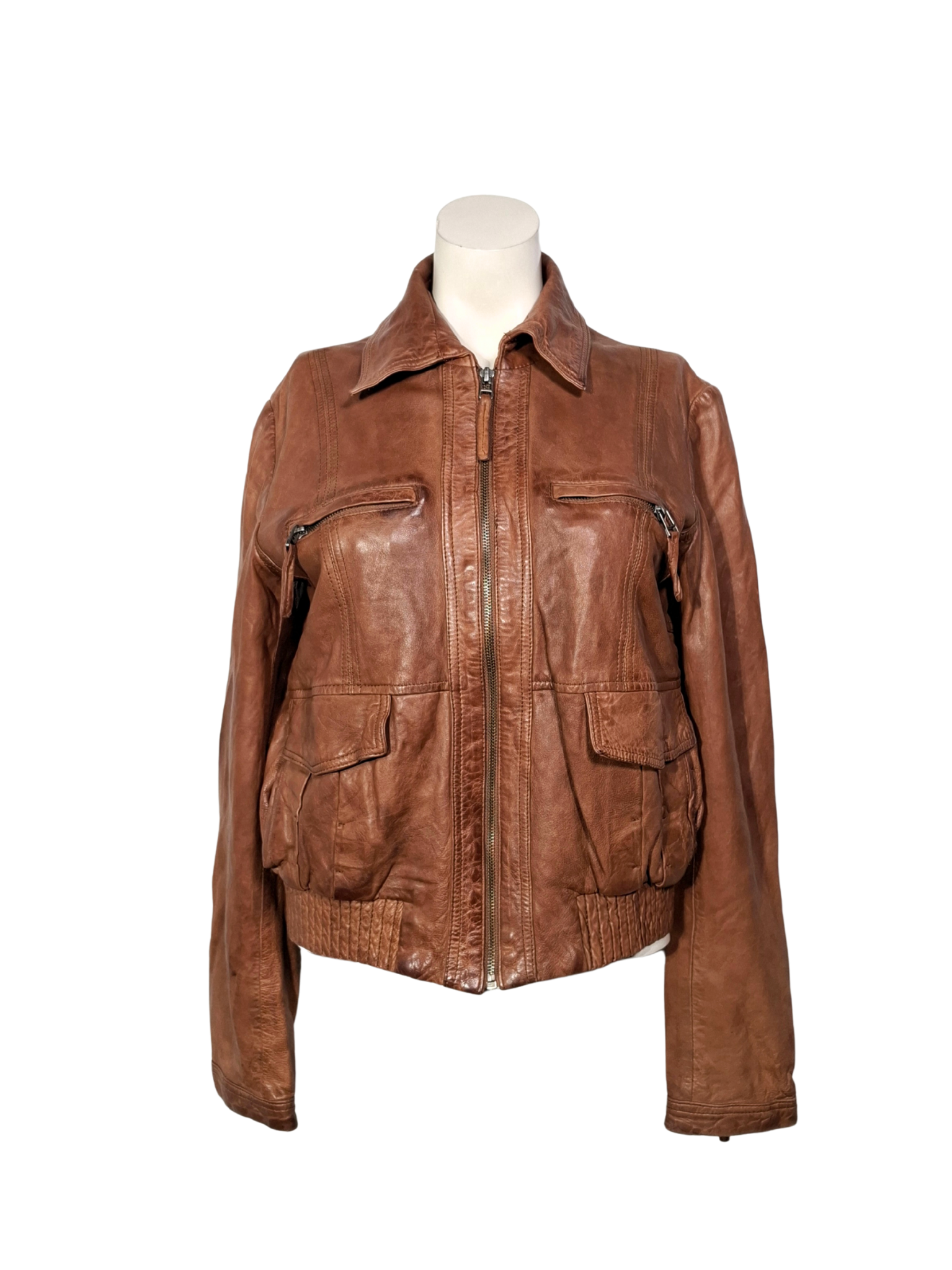 Ruda odinė MASSIMO DUTTI striukė, M