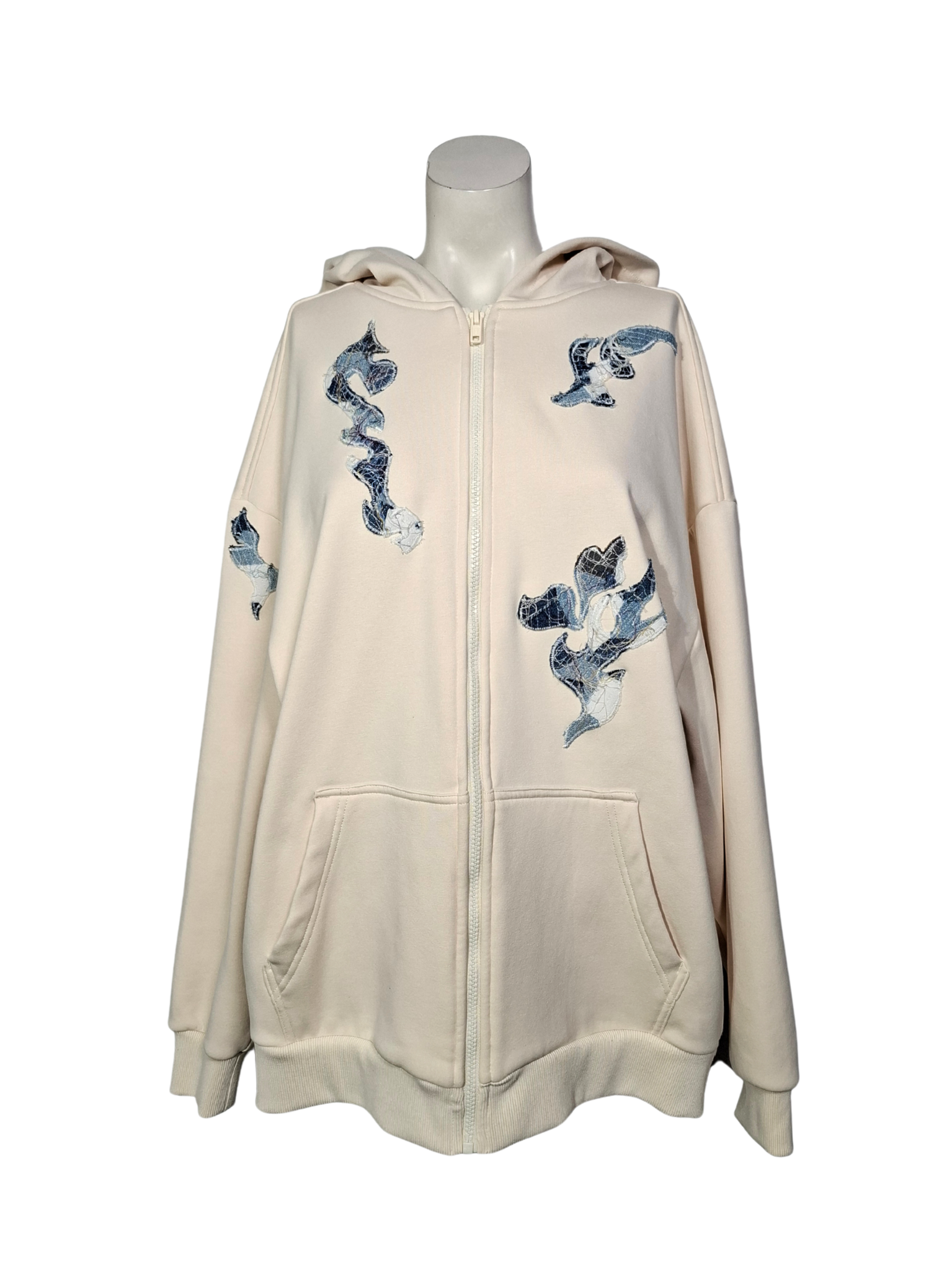 Upcycled by LOOPTEX kreminės spalvos džemperis, XXL