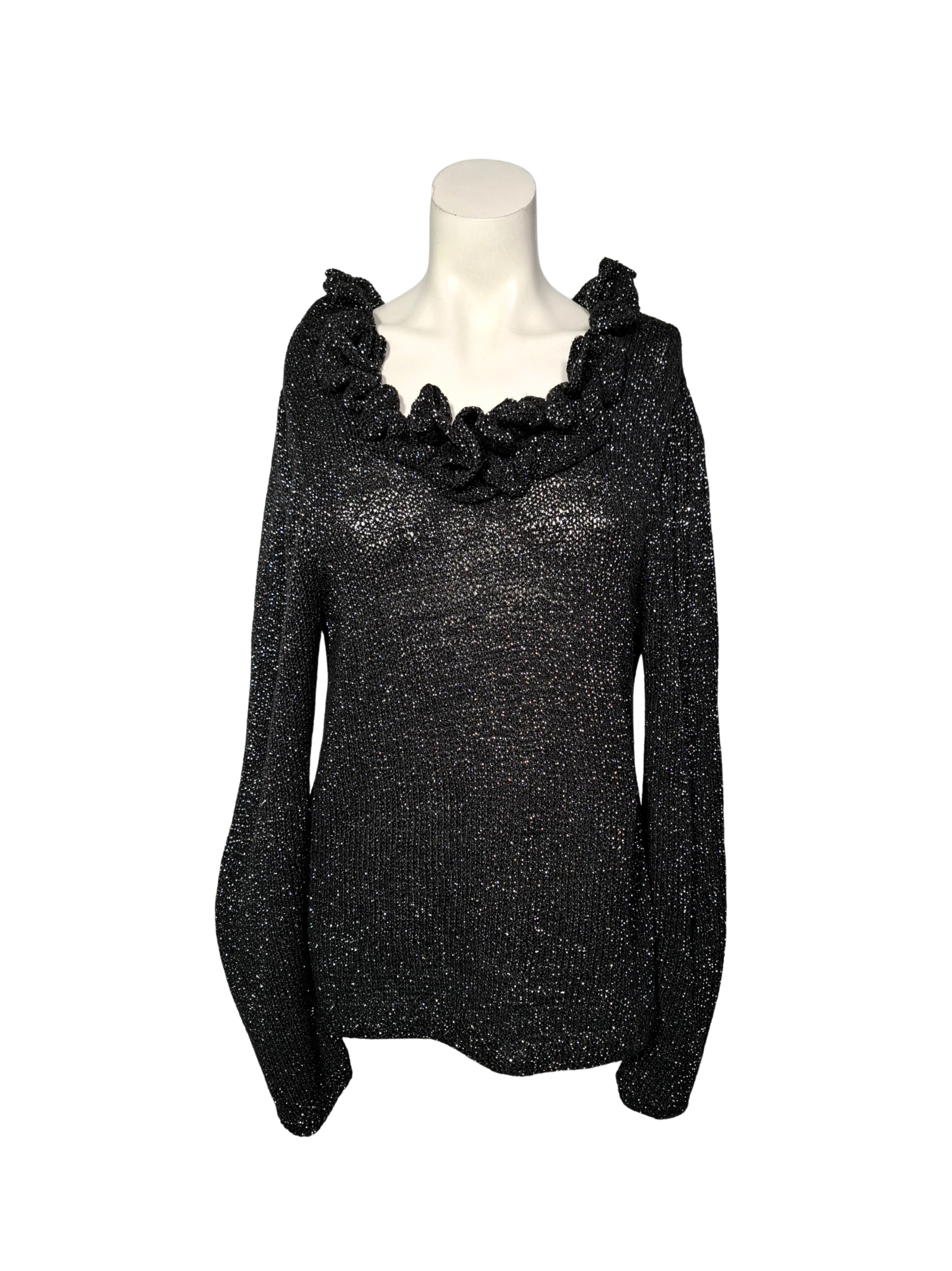 Juodas blizgus megztinis, S