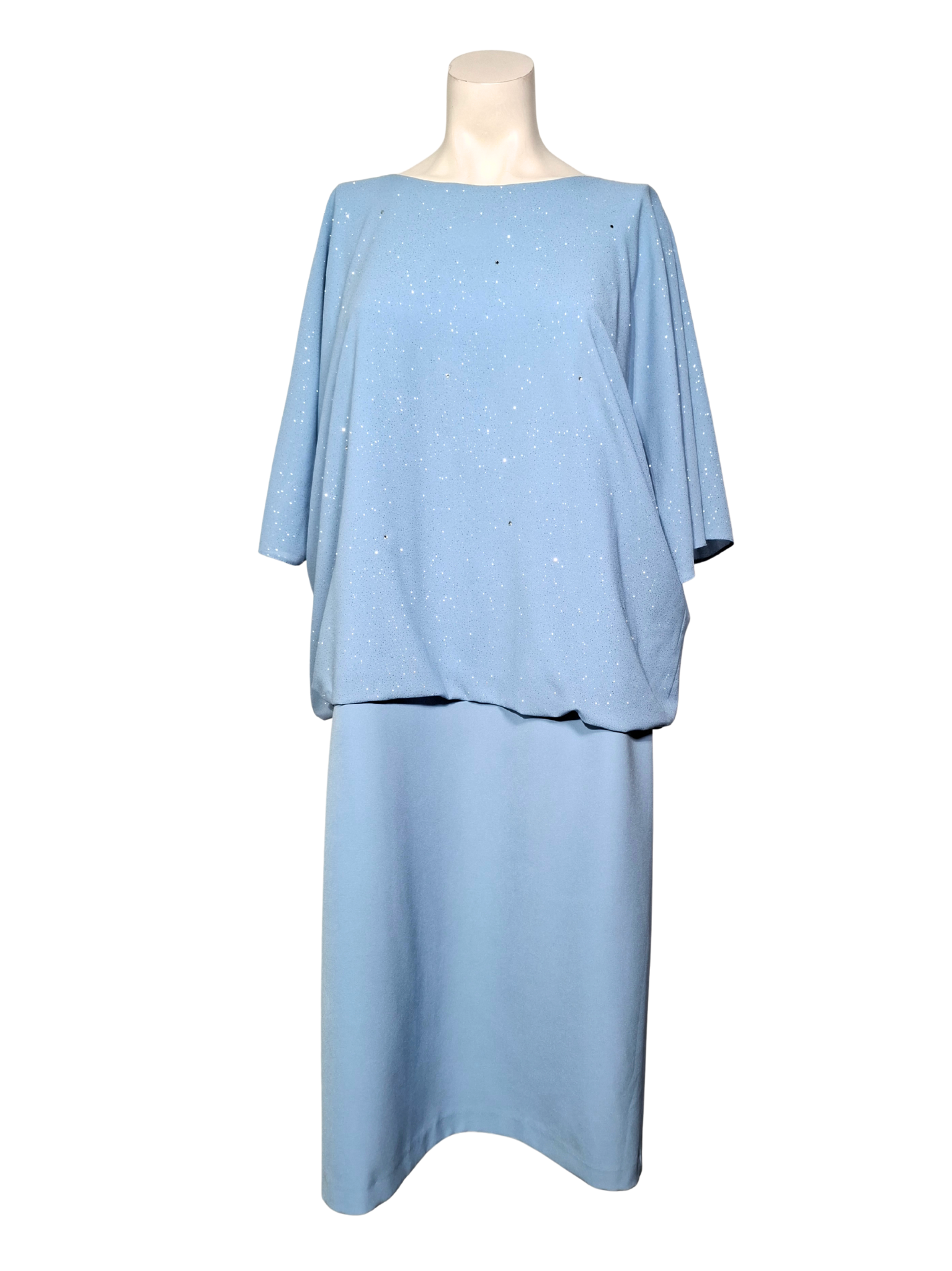 Šviesiai mėlyna blizgi OMEGA suknelė, 3XL
