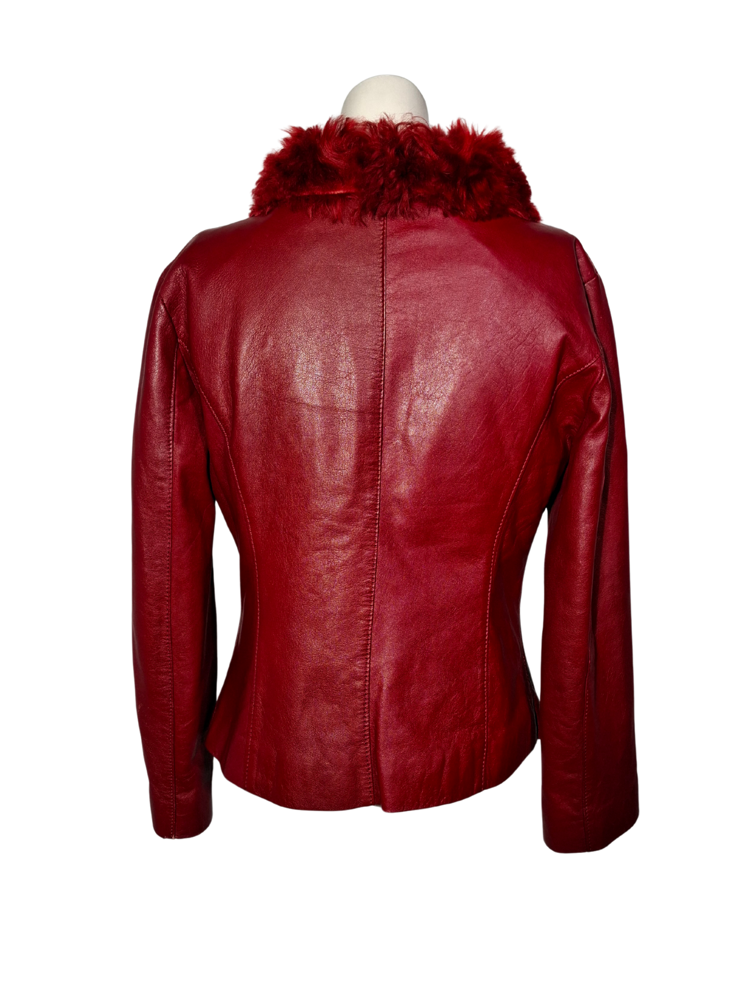 Raudona odinė vintažinė GRECO WOMEN striukė, M