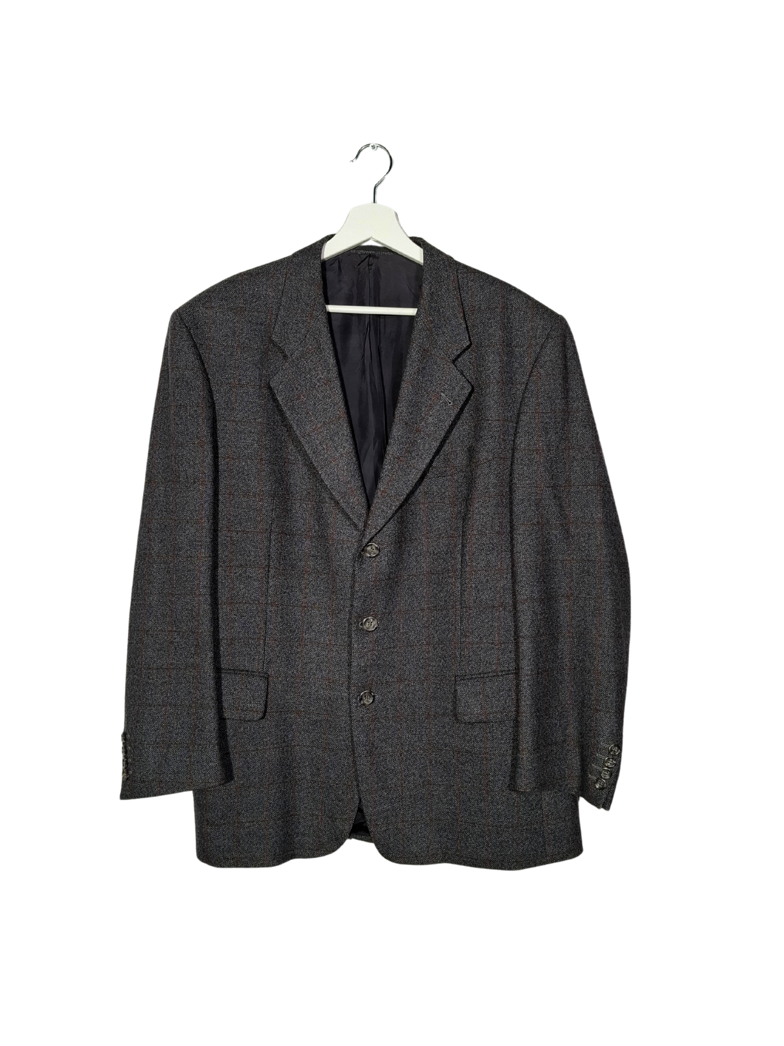 Pilkas languotas vilnonis FERKINGHOFF švarkas, XXL