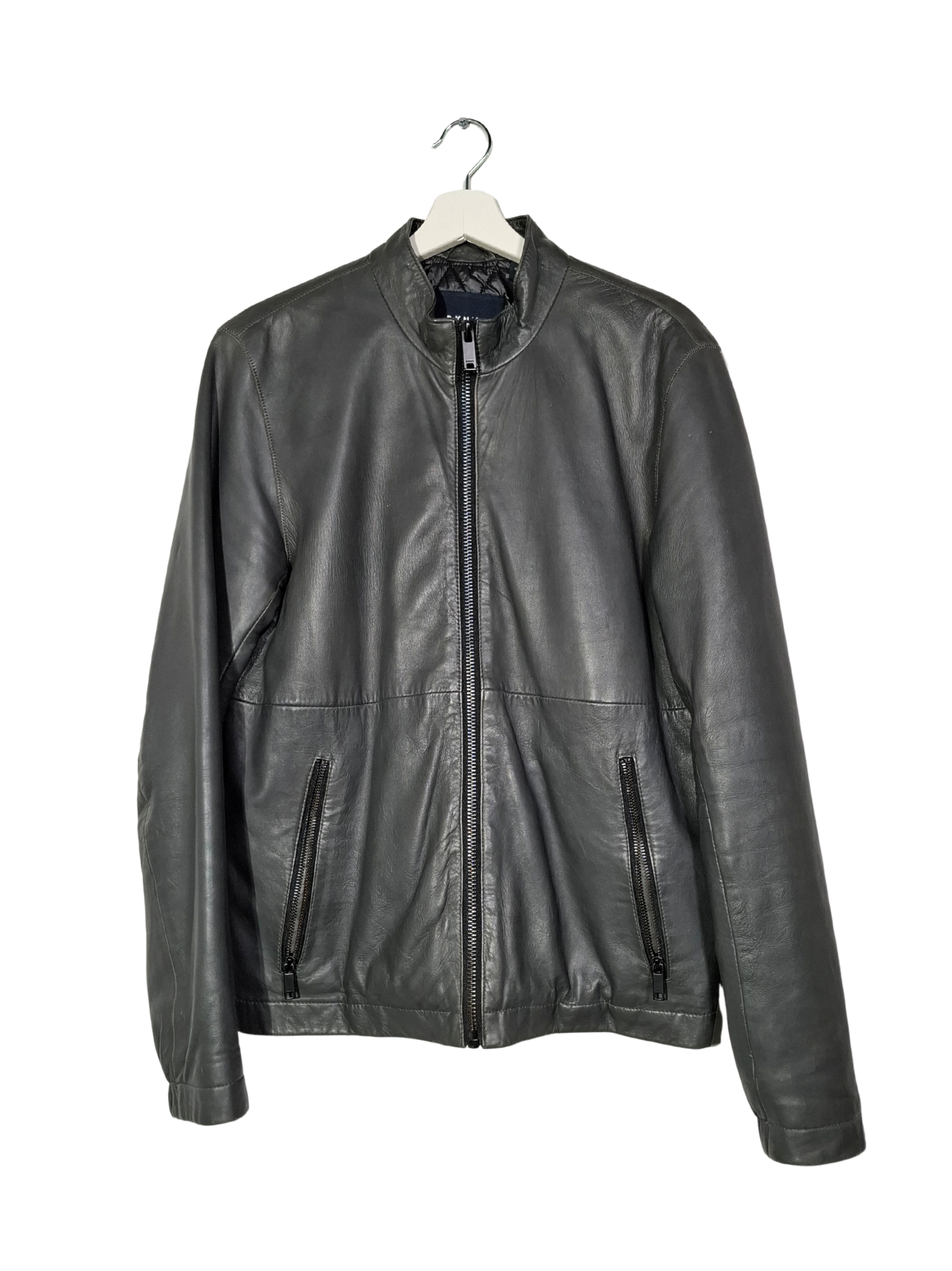 Pilka odinė DKNY striukė, S