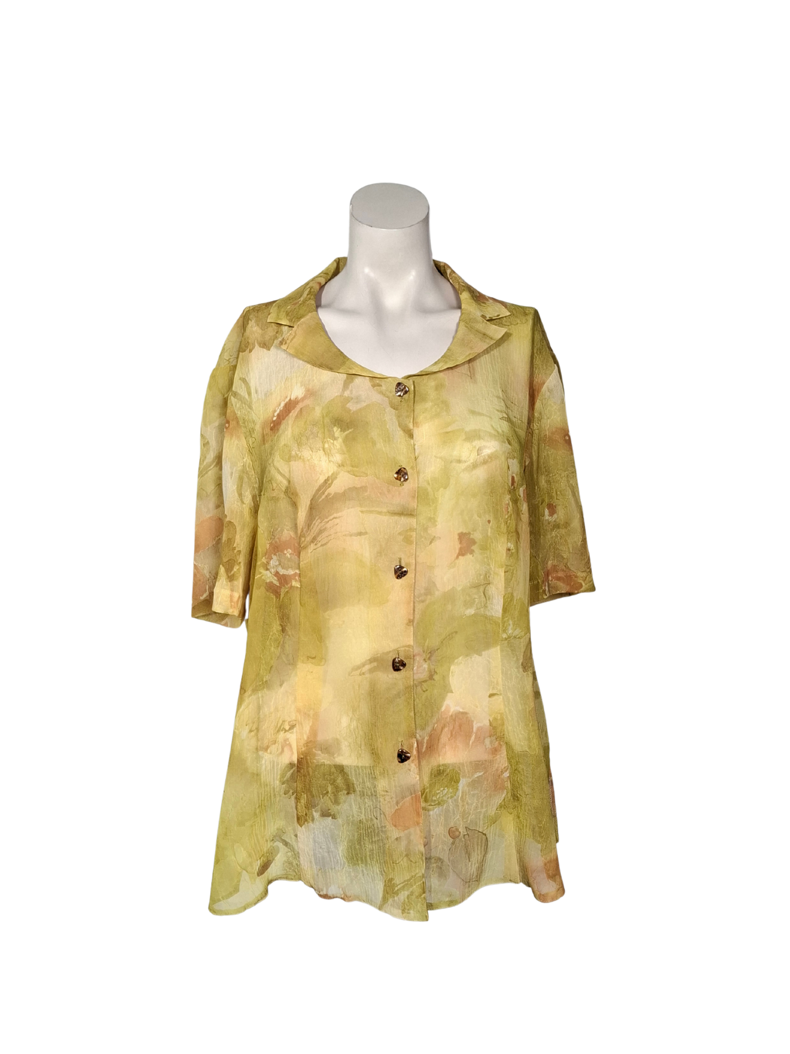 Žalia raštuota vintažinė DANBES palaidinė, 3XL