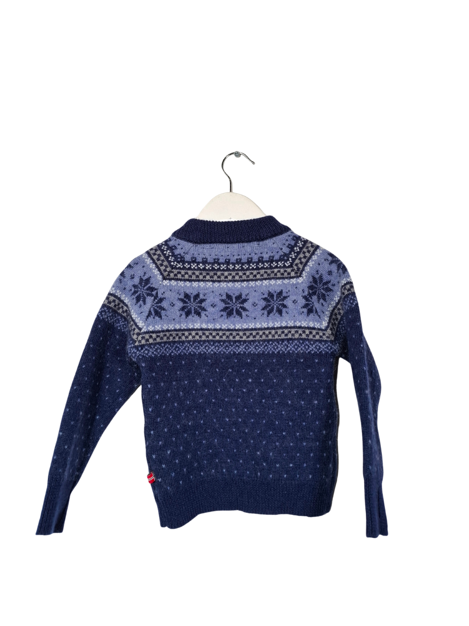 Mėlynas raštuotas vaikiškas megztinis, 4-5m.