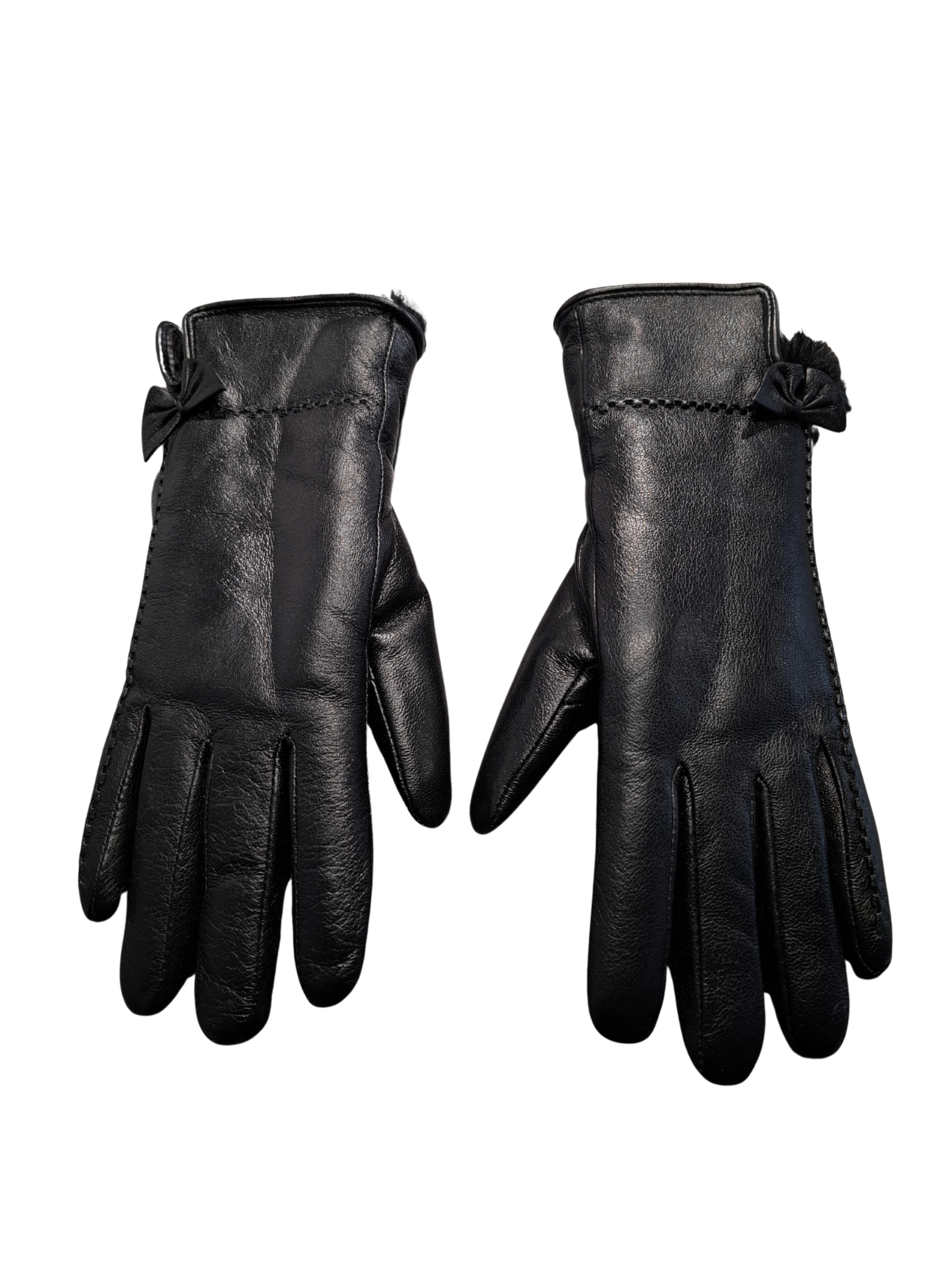 Juodos dirbtinės odos pirštinės