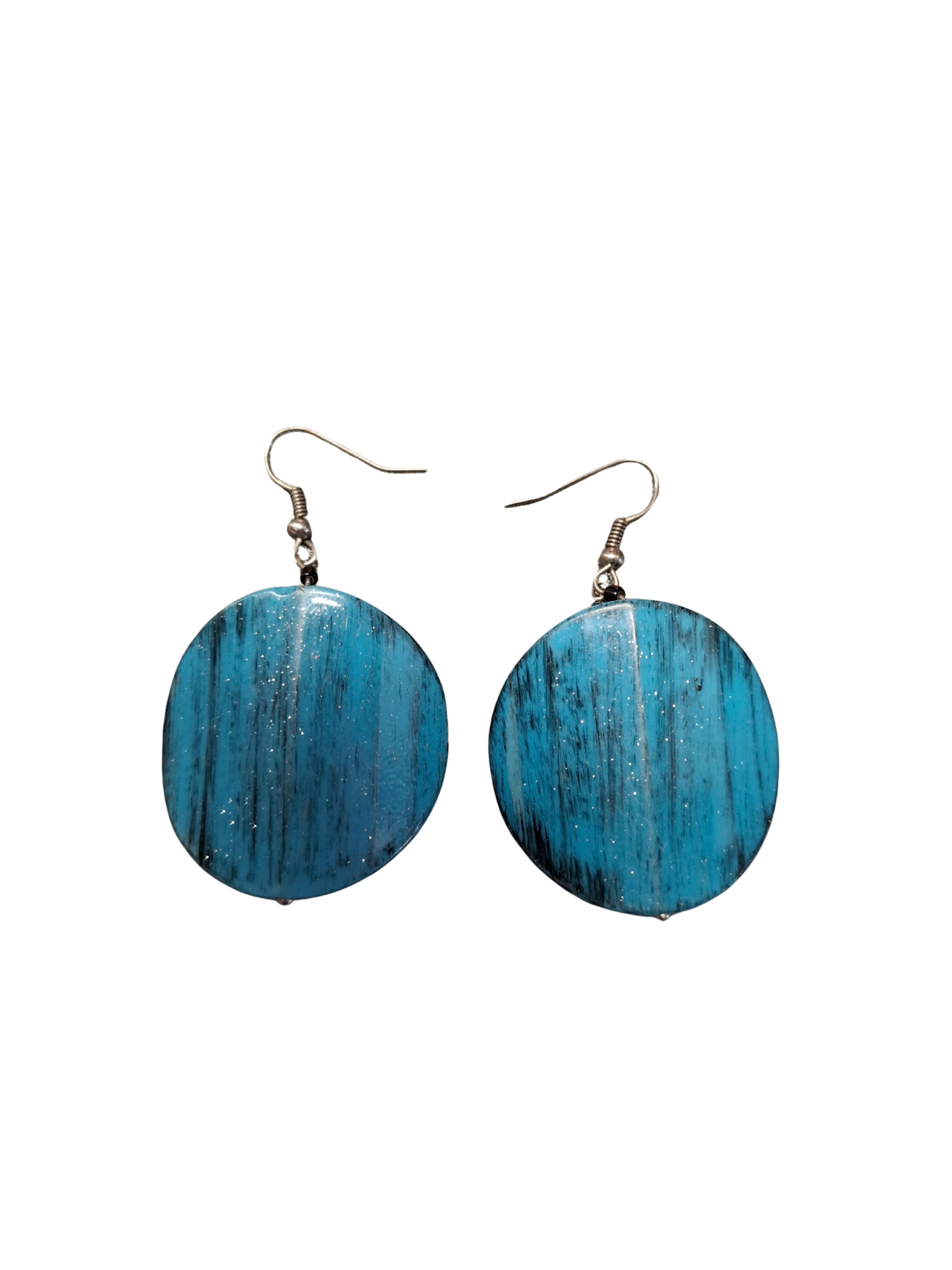 Mėlyni apvalios formos auskarai