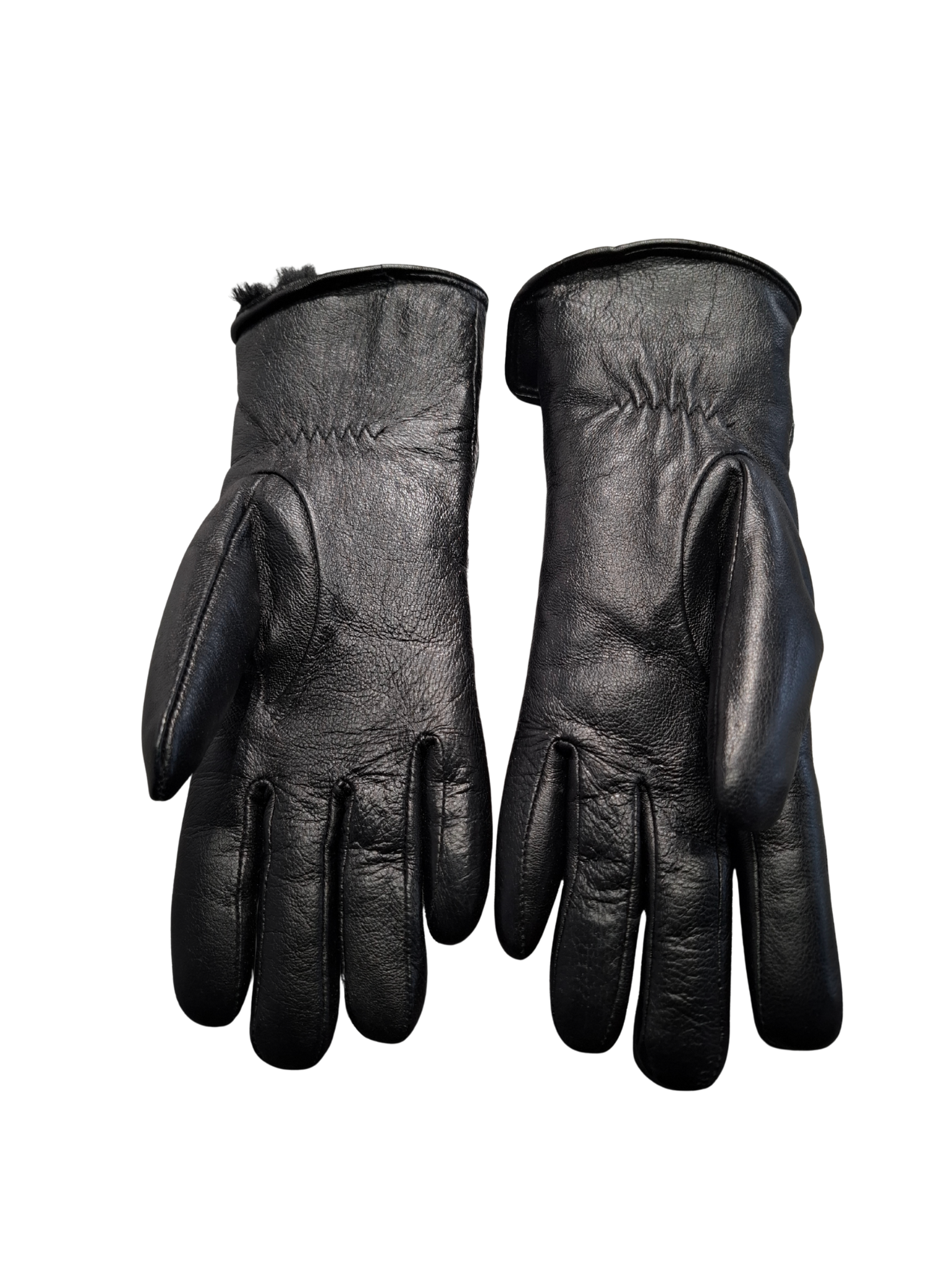 Juodos dirbtinės odos pirštinės