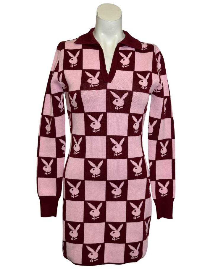 Rožinė PLAYBOY x MISSGUIDED megzta suknelė,  XS