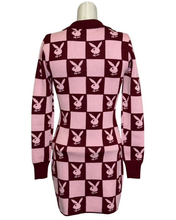 Rožinė PLAYBOY x MISSGUIDED megzta suknelė,  XS